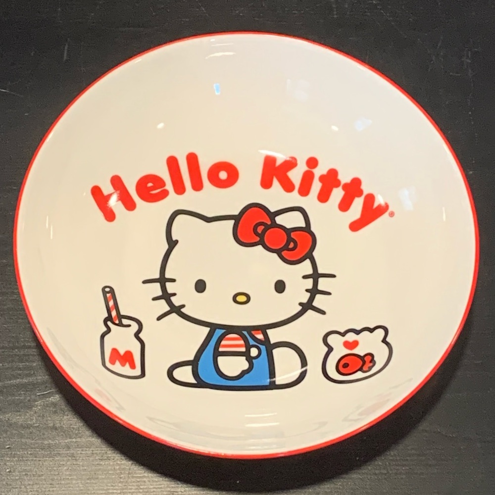 Hello Kitty with Milk Bottle and Goldfish Bowl 9” Ceramic Dinner Bowl